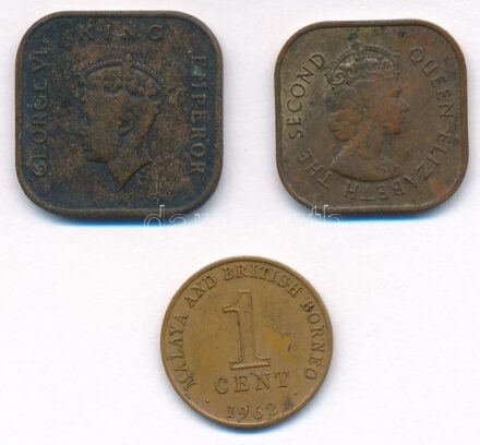 Malaja 1940. 1c Br 'VI. György' + 1957. 1c Br 'II. Erzsébet' + 1962. 1c Br T:2-,3 Malaya 1940. 1 Cent Br 'George VI' + 1957. 1 Cent Br 'Elizabeth II' + 1962. 1 Cent Br C:VF,F Krause KM#2, KM#5, KM#6