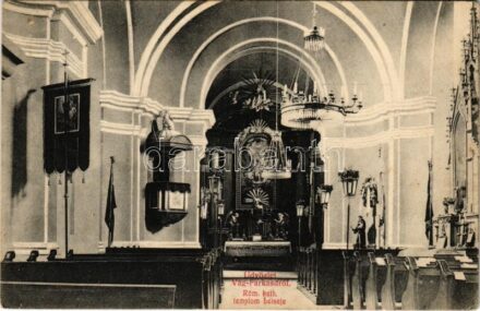 1912 Vágfarkasd, Vág-Farkasd, Farkasd, Forcas, Vlkad nad Váhom, Vlcany; Római katolikus templom, belső. Lun István kiadása / Catholic church, interior (EK)