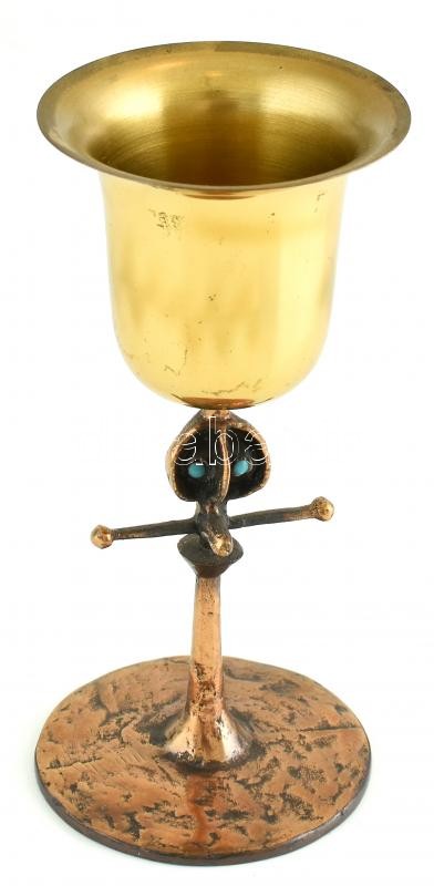 Muharos Lajos (1941- ): Dísz serleg. Réz, fém, zománc, jelzés nélkül, kopásokkal m: 17,5 cm