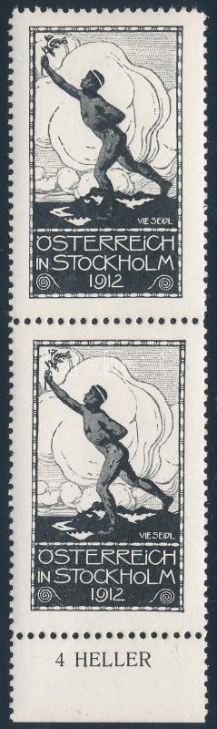 1912 A stockholmi olimpiára kiadott osztrák levélzáró pár