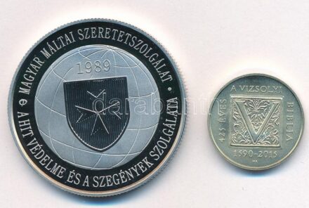 2014. 2000Ft Cu-Ni 'Magyar Máltai Szeretetszolgálat 25. évfordulója' + 2015. 2000Ft Cu-Ni-Zn '425 éves a Vizsolyi Biblia' T:PP,BU