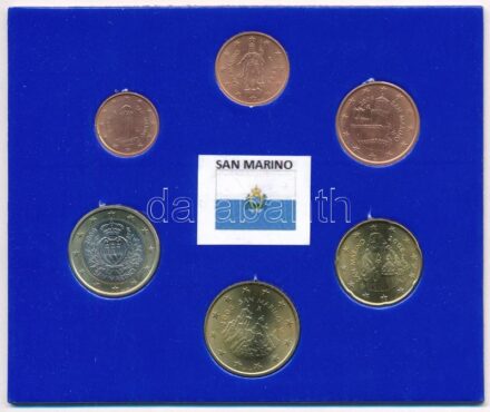 San Marino 2006-2009. 1c-1E (6xklf) forgalmi összeállítás T:1-2 San Marino 2006-2009. 1 Cent - 1 Euro (6xdiff) coin set in case C:UNC-XF