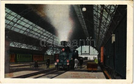 Lviv, Leopol, Lemberg; Peron, Bahnhof / railway station, locomotive (EK)
