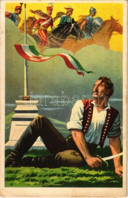Az ősi erény jogán mindenkor feltámadt újra Magyarország. Trianon. Kiadja az Ereklyés Országzászló Nagybizottsága / Hungarian irredenta propaganda (fl)