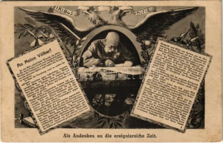 Ein denkwürdiges Dokument für alle Zeiten. 'An Meine Völker!' / Franz Joseph I of Austria, Viribus Unitis propaganda (kis szakadás / small tear)