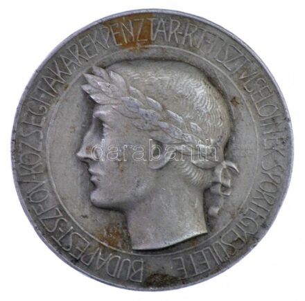 Erdey Dezső (1902-1957) 1929. 'Budapest Szfőv Községi Takarékpénztár RT Tisztviselőinek Sportegyesülete / KTSE 1929.' Al díjérem (36mm) T:2-