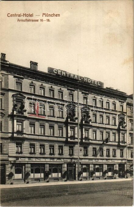 München, Munich; Central-Hotel. Arnulfstrasse 16-18. (tear)