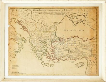 cca 1715 Guillaume Delisle (1675-1726) -Anselmo Maria Banduri (1675-1743): Orbis Romani descriptio seu divisio per themata sub Imperatoribus Constantinopolitanis post Heraclii tempora facta. Auctore Guillelmo Del'Isle e Regia Scientiarum Academia