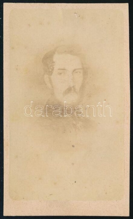 cca 1860 Vörösmarty Mihály (1800-1855) költő portréja, fénynyomat, a hátoldalon modern feljegyzéssel, 10x6 cm