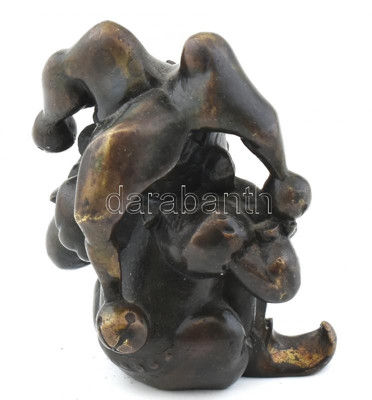 Jelzés nélkül: Bohóc. Öntött, patinázott bronz. m: 9 cm - Image 2