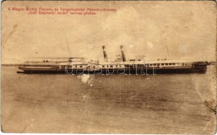 A Magyar Királyi Folyam- és Tengerhajózási Részvénytársaság (MFTR) SS Gróf Széchenyi István termes személyszállító gőzöse, Klösz György és Fia / Hungarian passenger steamship (felszíni sérülés / surface damage)