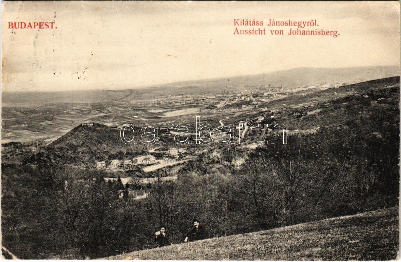 1909 Budapest XII. Kilátás a Jánoshegyről + 'Kozár Mihály Vendéglője I. Pozsonyhegy (Jánoshegy)' (EK)