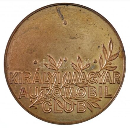 ~1930. 'Királyi Magyar Automobil Club' Br emlékérem (65mm) T:2 kis patina