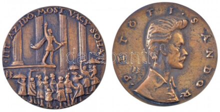 Búza Barna (1910-2010) DN 'Petőfi Sándor' és 'Itt az idő most vagy soha!' Br plakett pár eredeti, sérült díszdobozban (94,5mm és 95mm) T:1-