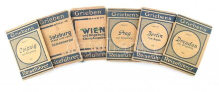 Griebens Reiseführer sorozat 6 kötete (Band 5, 25, 26, 48, 68, 93.), nagyrészt német, osztrák városokkal, valamint Prága: Dresden und Umgebung, Berlin und Umgebung, Prag und Umgebung, Salzburg Stadt und Land, Salzkammergut, Wien und