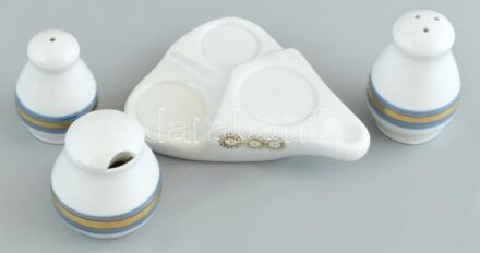 Orosz asztali porcelán só-/borstartó, jelzett, kis kopásnyomokkal