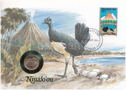 Niuafo'ou benne Tonga 1975. 2s felbélyegzett borítékban, bélyegzéssel, német nyelvű leírással T:1 Niuafo'ou with Tonga 1975. 2 Seniti coin in envelope with stamp and cancellation, with German description C:XF