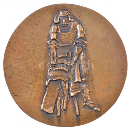 ~1970-1980. 'Budapesti Bőripari Vállalat' névre szóló, gravírozott kétoldalas, bronz törzsgárda plakett (97mm) T:2