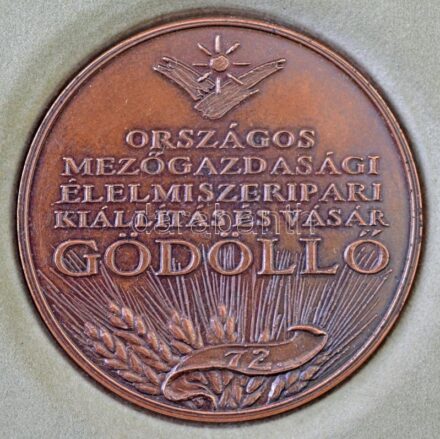 1996. '/ Országos Mezőgazdasági Élelmiszeripari Kiállítás és Vásár - Gödöllő' bronz emlékérem, OMÉK emléklapos, bársony borítású mappában (42,5mm) T:1-