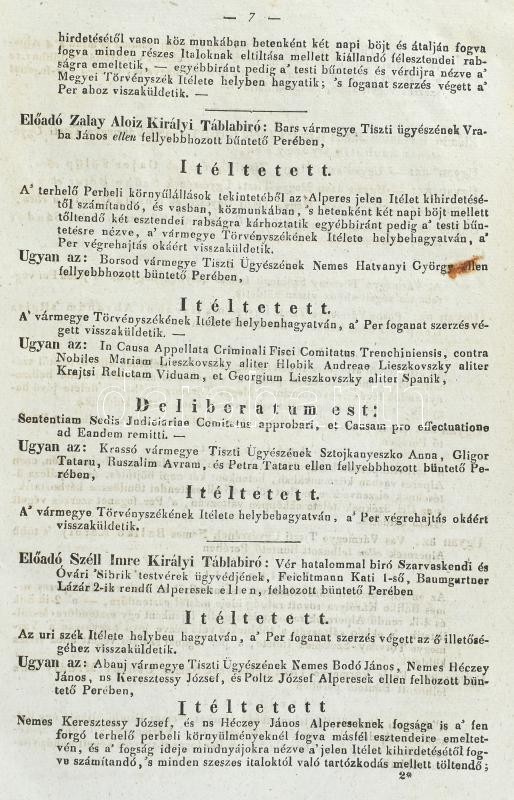 1837 Pest, A főméltóságú királyi udvari fő-törvényszékeken 1837. esztendő szentmártoni törvényszakasz alatt hozott és kihirdetett ítéletek, 92p - Image 2