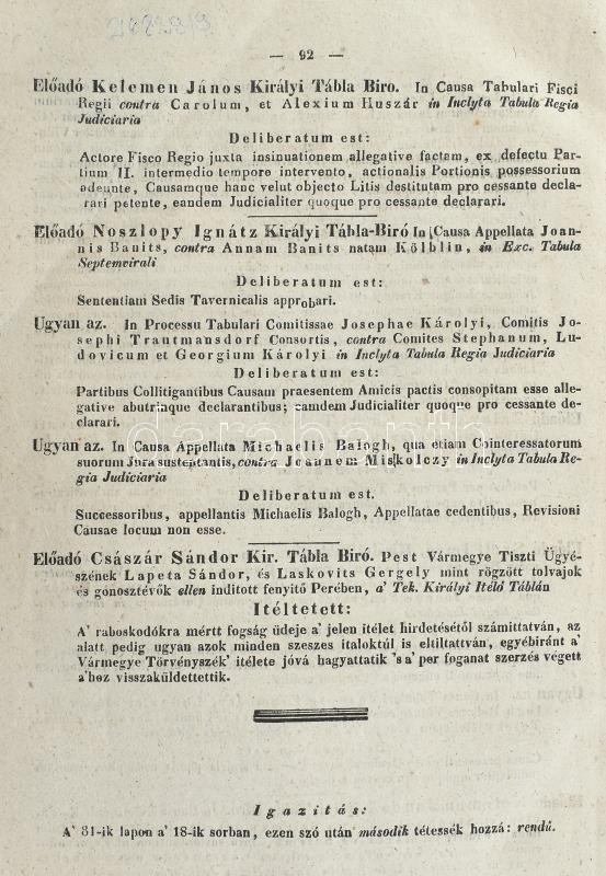 1837 Pest, A főméltóságú királyi udvari fő-törvényszékeken 1837. esztendő szentmártoni törvényszakasz alatt hozott és kihirdetett ítéletek, 92p - Image 4