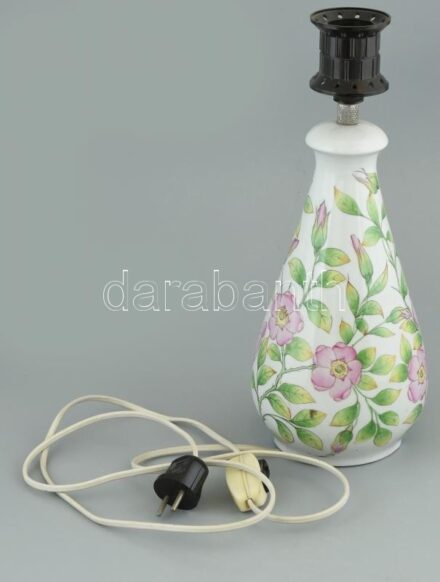 Kőbányai porcelán lámpa, kopott, jelzett, nem működik, m: 35