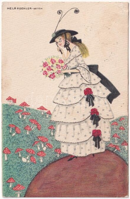 1917 Fashion lady. B.K.W.I 3142-3. s: Mela Koehler (EK)