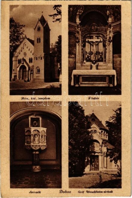 Doboz, Római katolikus templom, szószék, fő oltár, Gróf Wenckheim sírbolt, belső