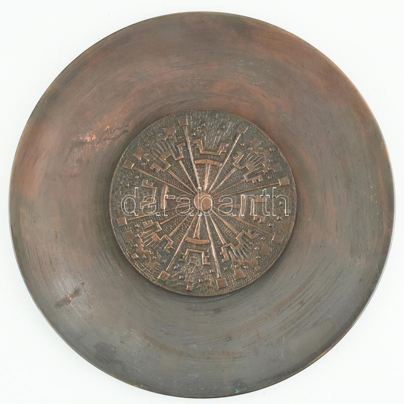 Máté János (1938-2014): Bronz falidísz, jelzés nélkül, d: 32 cm