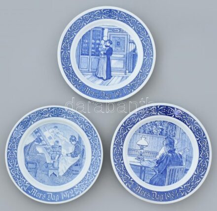 Rörstrand porcelán tál, 3 db, levonóképes, jelzett, hibátlan, d: 21 cm