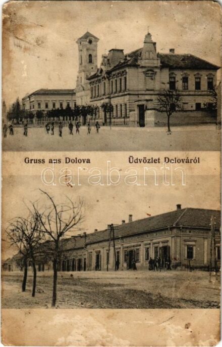 1911 Dolova, Dolovo; Fő tér, üzlet. A. Weiser Photographisches Atelier / main square, shop (EM)