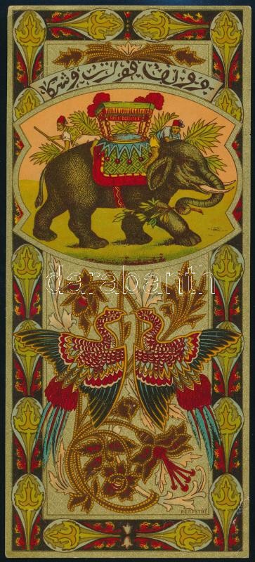 cca 191-1920 Elefántos litho kép, jó állapotban, 22×10 cm