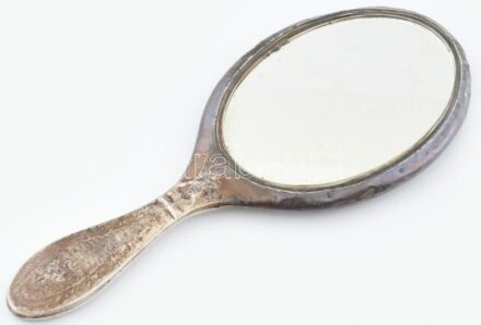 Dohnányi Ernő (1877-1960) zeneszerző ezüst (Ag) kézi tükre, monogramjával. Jelzett. 27,5 cm, horpadásokkal