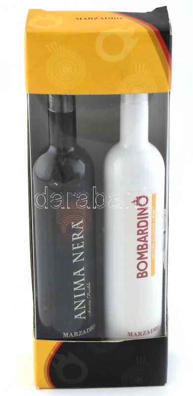 Marzadro Anima Nera és Bombardino likőrök díszdobozban, bontatlan csomagolásban