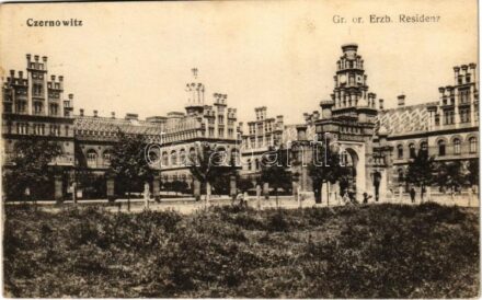 1916 Chernivtsi, Czernowitz, Cernauti, Csernyivci (Bukovina); Gr. or. Erzb. Residenz / Orthodox bishop's palace + 'M. kir. budapesti 29. honvéd gyalogezred parancsnokság' (EK)