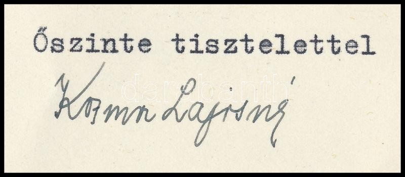1948 Kozma Lajosné Fuchs Elza (1909-1948) Kozma Lajos temetésével kapcsolatos 'fáradtságos és jóindulatú közbenjárásait és... a ravatalnál elmondott beszédét' megköszönő sorai Major Máté (1904-1986) Kossuth-díjas építész - Image 2