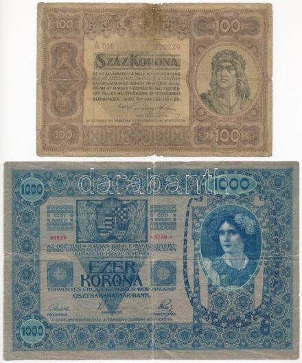 1902. 1000K bélyegzés nélkül + 1920. 100K T:III- Adamo SK35, K29