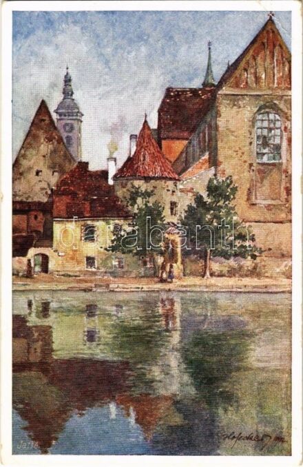 Ceské Budejovice, Budweis; Partie an der Maltsch / riverside. Deutscher Schulverein Karte Nr. 436. (EK)