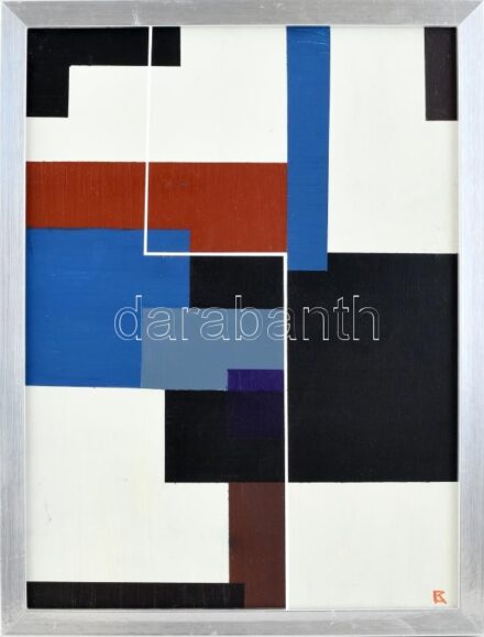 Koppány Attila (1947-): Architektúra 3. Akril, vászon. Jelzett, a hátoldalon autográf felirattal. Fa keretben. 40x30 cm