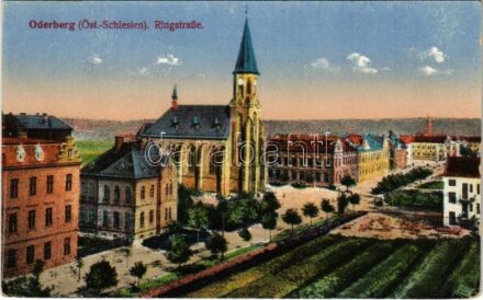 Bohumín, Oderberg; Ringstraße / street view, church
