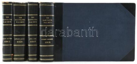 The Illustrated War News 1914, 1916, két fél évfolyam négy félbőr kötésbe kötve. Angol képes magazin az I. világháborúról. Szép állapotban