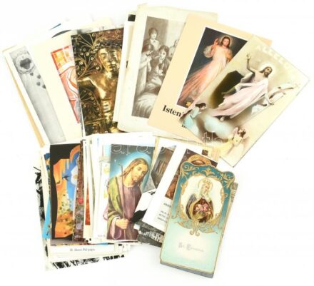 80 db szentkép és egyházi kiadvány