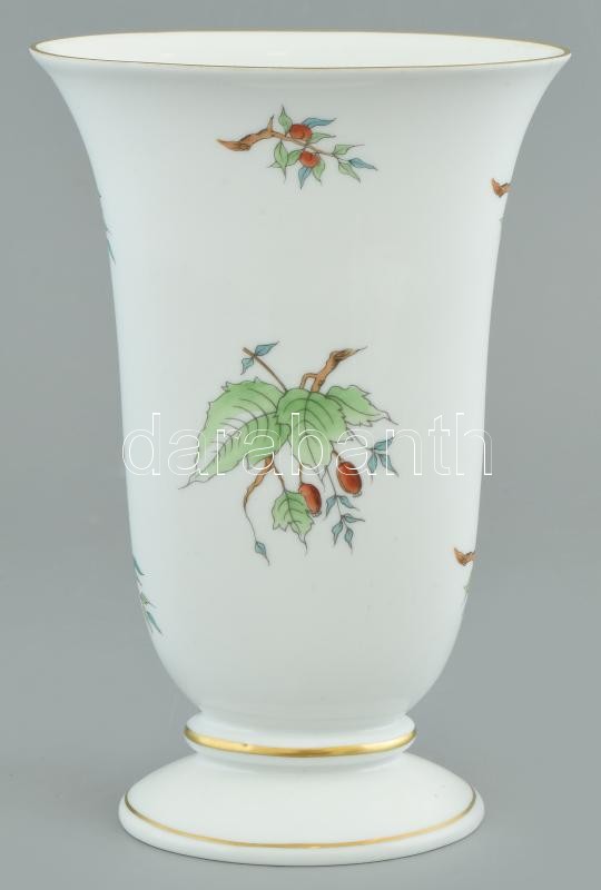 Herendi hecsedli mintás váza, m: 20 cm. Jelzett, másodosztály, kézzel festett, kopásnyomokkal.