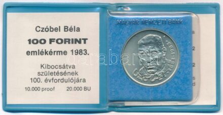 1983. 100Ft alpakka 'Czóbel Béla' eredeti tokban, tanúsítvánnyal T:BU Adamo EM75