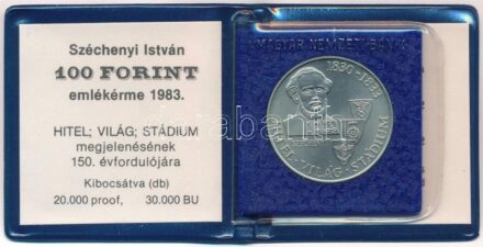 1983. 100Ft alpakka 'Széchenyi István' eredeti tokban, tanúsítvánnyal T:BU Adamo EM75
