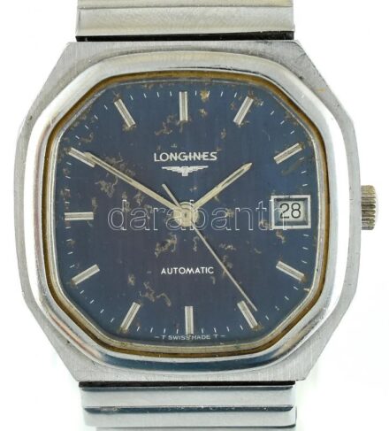Longines férfi karóra, automata szerkezettel, hibás, kopott, dobozban, d:35mm