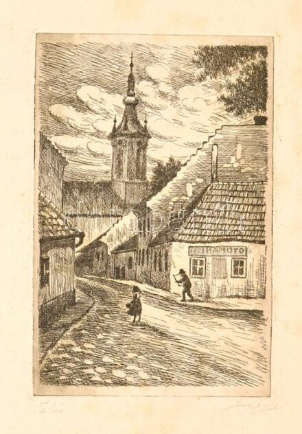 Olvashatatlan jelzéssel: Tabán. Rézkarc, papír. Jelzett. 18x12 cm