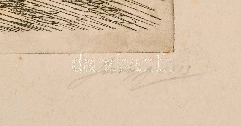 Olvashatatlan jelzéssel: Tabán. Rézkarc, papír. Jelzett. 18x12 cm - Image 2