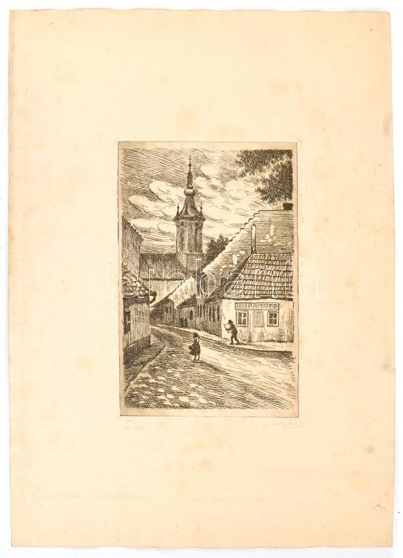 Olvashatatlan jelzéssel: Tabán. Rézkarc, papír. Jelzett. 18x12 cm - Image 3