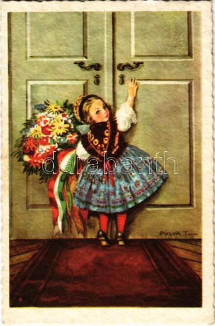 1939 Children art postcard, Hungarian folklore s: Pólya T. (EK)